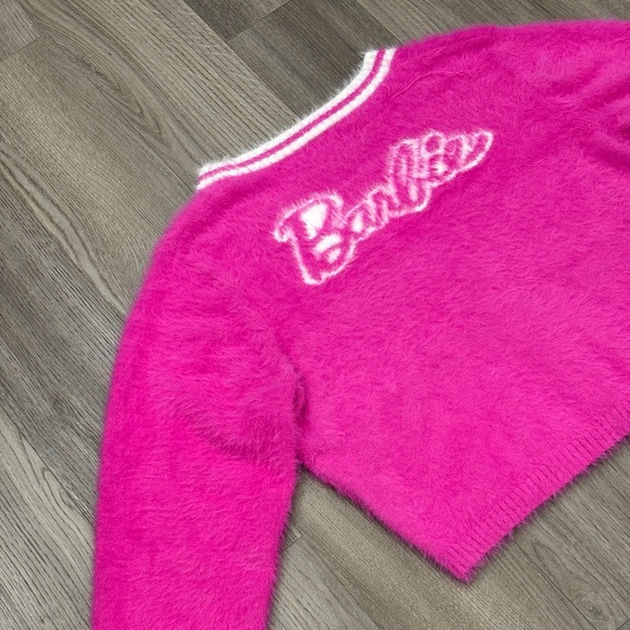 Barbie Halloween Costume Pink Cardigan Sweater Adult Heart Women’s Size Large - Picture 13 of 16